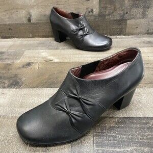 Abeo Bio Womens Black Leather Comfort Block Heels Size 9.5 M.